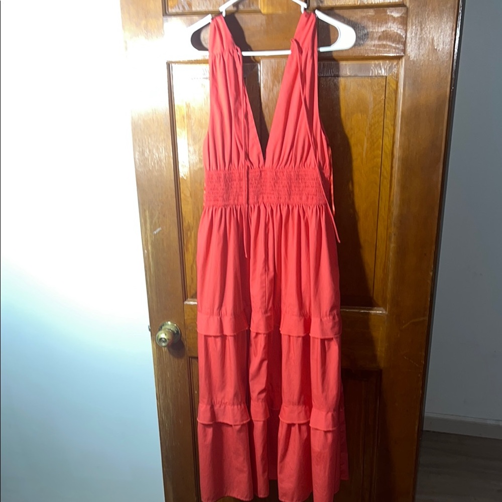 Abercrombie & Fitch Pink Tiered Sundress Halter Neck Cocktail